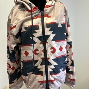New Western Pattern Zippered Hoodie